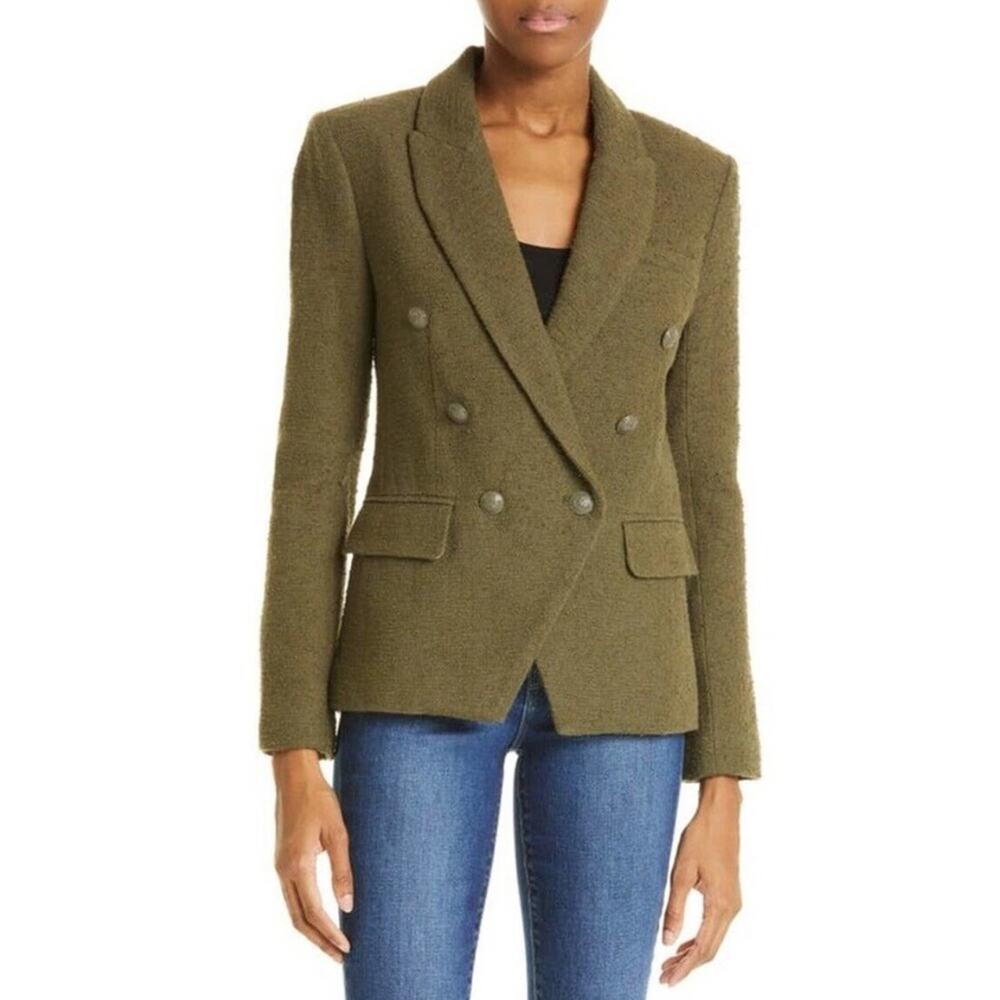 L’agence Kenzie Double Breasted Boucle Blazer in Ivy 14